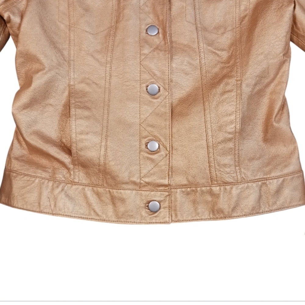 Metrostyle Gold Metallic Leather Jacket - Picture 9 of 13